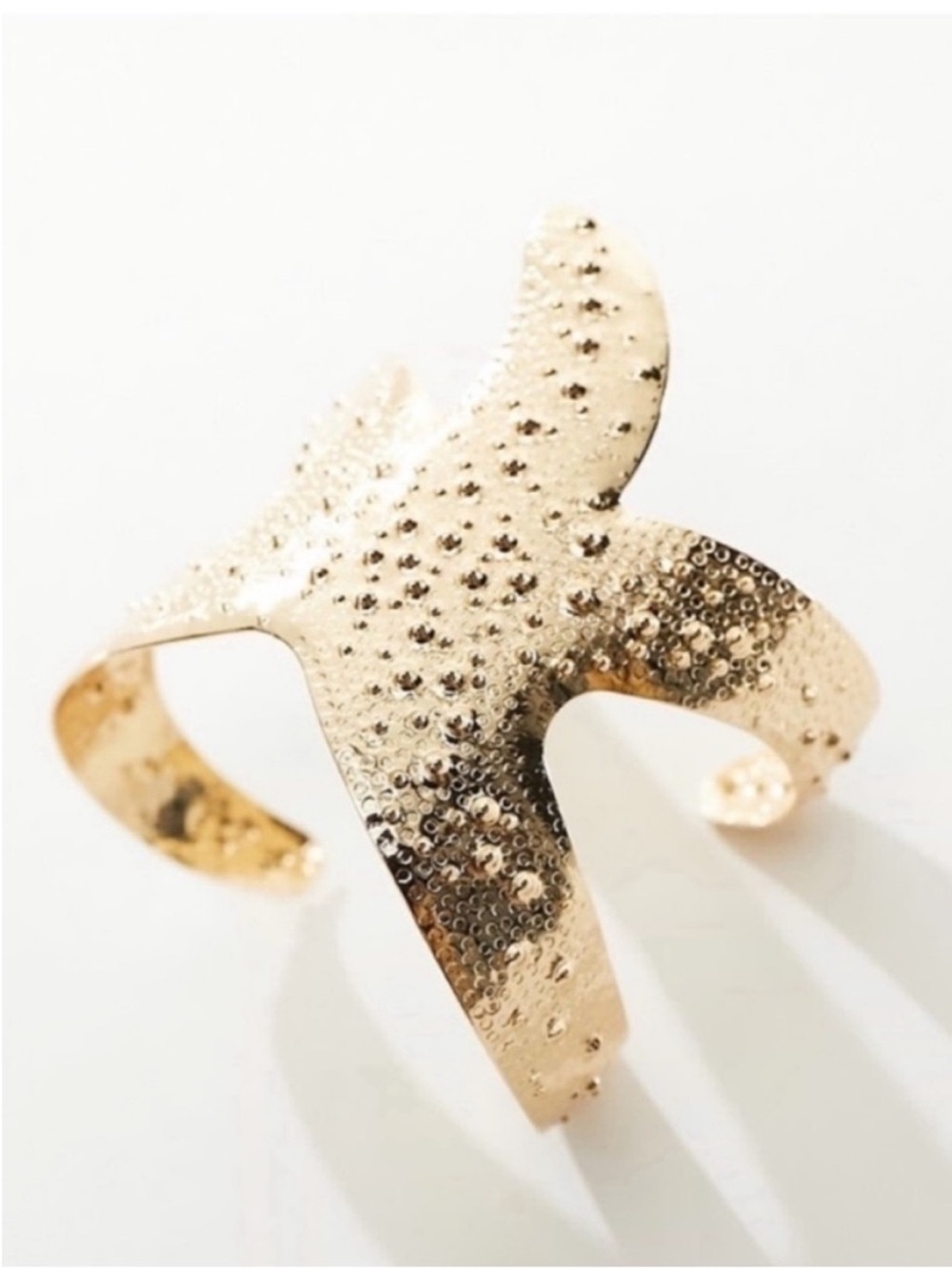 New! Coastal Pebbled Gold Starfish Cuff Bracelet NWOT